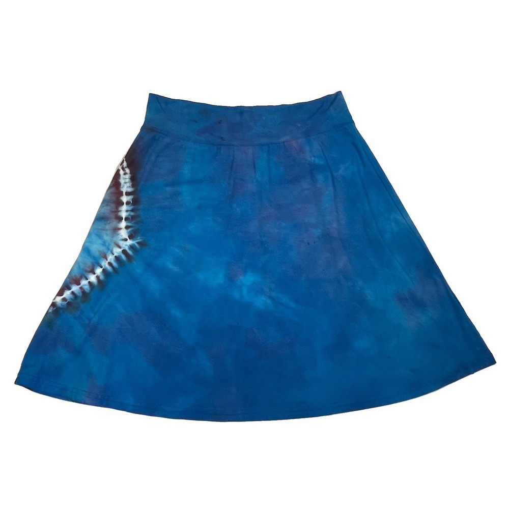 Dharma Trading Co Blue Tie Dye Cotton A-Line Skirt USA Made Women's L Boho 22"